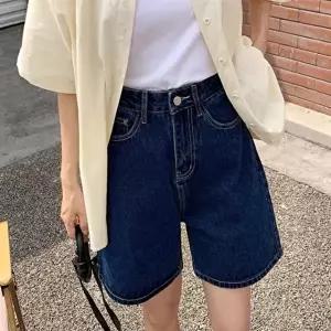 [옷자락]여자 하이웨이스트 와이드핏 여름 청 반바지