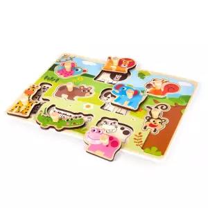 영유아 흥미유발 장난감 사파리 꼭지퍼즐 손잡이 우드 학습 소근육 감각발달놀이 교구