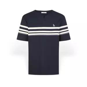 헤지스 남성 슬릿넥 컬러블럭 반팔 티셔츠 HZTS6B547N2 HZTS6B54722485319042345585