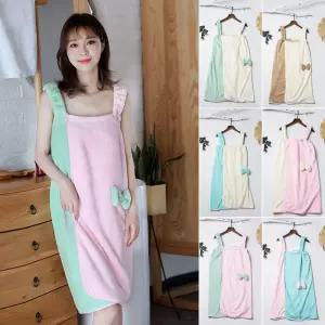 흡수력 투톤 랩 스커트 스파 샤워가운