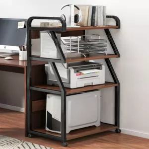 컴퓨터 본체 거치대 이동식 홀더 고정바퀴 받침 수납장 정리 철제 슬림 트레이 원목 받침대