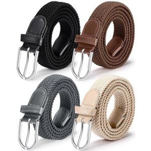 새티니어 4팩 스트레치 벨트 여성 남성 직조 땋은 허리 밴드 드레스 타이츠 골프 캐주얼 팬츠 셔츠 청바지