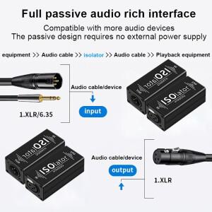 1Pcs 모노 XLR 오디오 아이솔레이터 믹서 소음 제거 전류 필터 감속기