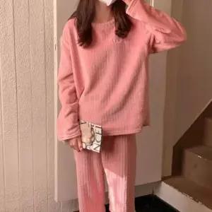 여자수면잠옷 포근한 원단 여성 극세사 상하 잠옷 겨울 파자마 세트