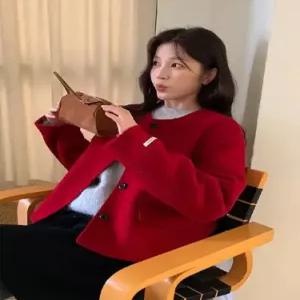 여자 울 동계 데일룩 코트 모피 라운드 쇼트 DAOL4