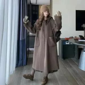 롱 모직 동계 여사친 코트 후드 스트링 잠바 데일룩 집업야구항공 무릎까지 리버시블 오는 캐시미어 DAOL4