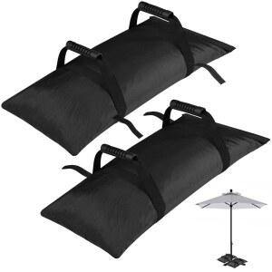 NVAAV 130LBS 초대형 우산 기본 무게 세트 2개, 무게를 위한 파티오 충전식 모래주머니, 무거운 가구 야외 스탠드 정원 뒷마당, 검은색(모래 없음)
