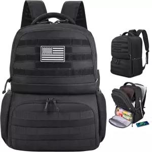 남성용 MOZETO 노트북 도시락 백팩 전술적 영감을 받은 유틸리티 방지 작업 가방(블랙 17인치)