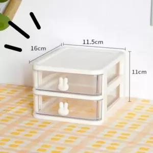 수납함화이트 (원모어) 토끼모양 서랍함 탁상용 2단 수납정리