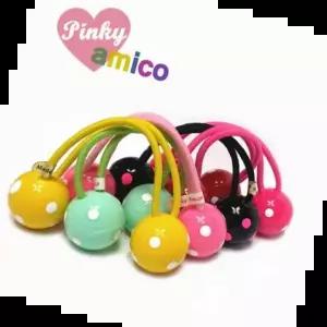 헤어끈 핑키 도트 캔디 방울 머리끈 방울끈 1P