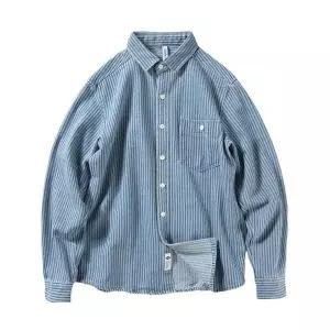 남사친 데님 청 빈티지 데일리 스트라이프 긴팔 봄가을 오버핏 상의 헤비 남방 체크 셔츠 다올5