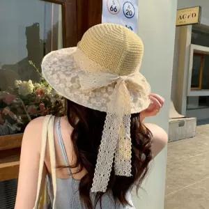 밀짚 버킷햇 여름 썸머 라피아햇 비치모자 레이스