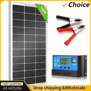 크랭크 라디오 등산 휴대용 재난 비상용  100A 태양 전지 패널 키트 Complete12V 다결정 전력 야외 충전식