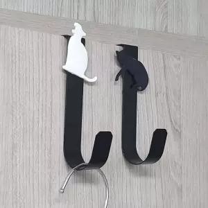 옷걸이 수납걸이 귀여운 블랙캣 1P 도어행거