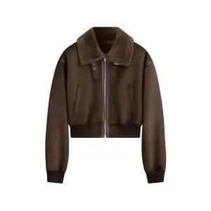 SPERONE WOMEN 크롭 넥 버클 스웨이드 점퍼 무스탕 2078250