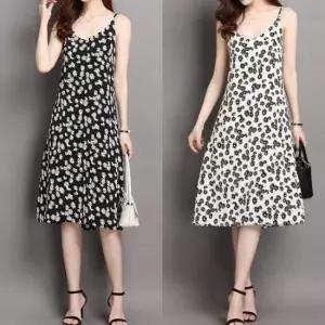 [옷은날개] 끈나시 무늬 원피스 URD023 호캉스 홀터넥 나시 여성