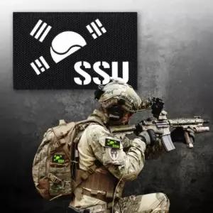 블랙 원단 레이저커팅 야광 반 태극기 SSU 밀리터리 패치