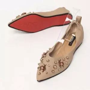 뾰족코 쭈글이 벌큐빅 2굽 빅사이즈여성플랫슈즈 여성단화