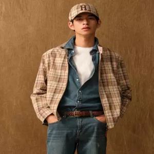 헤지스 남성 26SS 체크 베이지 리버시블 헤링턴 점퍼 HZJU6A202I2