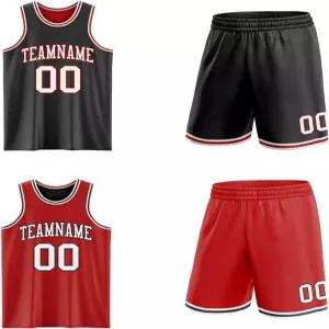 커스텀 농구 유니폼 리버서블 양면 맞춤 세트 인쇄된 이름 번호 남성 청소년용