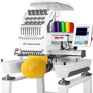 10개의 바늘 1200SPM 최대 속도 7인치 터치스크린 9.5인치 x 14.2인치 자수 영역 플랫 모자 티셔츠 등을