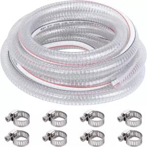 32.5피트 3인치/4인치 ID x 1인치 OD 강선 흡입 호스 PVC 강화 튜빙 고압 유연 비닐 헤비 듀티 투명 진공