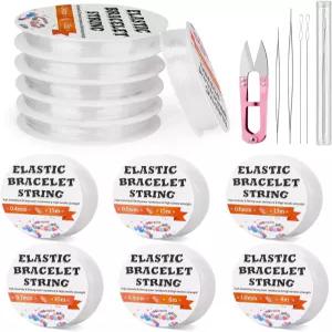주피안 6 사이즈 신축성 팔찌 끈 탄력 만들어 주얼리 제작 용품과 비딩 바늘 및 보관 용기로 쉽게 매듭지을