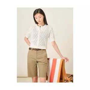 매장정품 빈폴 BEANPOLE LADIES 코튼 혼방 크로셰 반소매 카디건 화이트 (BF545AC041) BF545AC041 664880