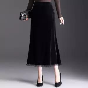 스커트 머메이드 벨벳 빅사이즈 가을겨울 힙업 쉬폰 여성패션 레이스 슬림핏 DL4