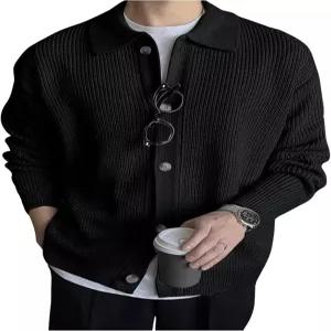 고글리터 남성 경량 가디건 오버사이즈 버튼 다운 칼라 넥 니트 스웨터 캐주얼 운동 상의