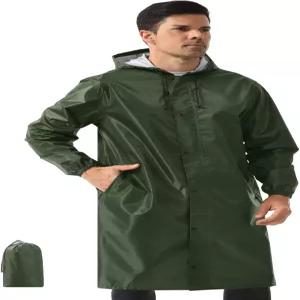 크릭 남성용 롱 레인 코트 후드 포장 가능 방수 경량 아웃도어 재킷 트렌치 윈드브레이커