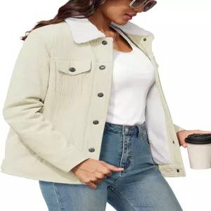 여성용 유콜렌 코듀로이 재킷 셰르파 플리스 안감 버튼 다운 샤켓 따뜻한 겨울 웨스턴 코트 2026 트렌디