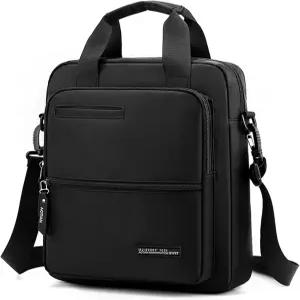 중닝이펑 남성용 14인치 노트북 메신저백 나일론 대형 숄더백 비즈니스 방수 캐주얼 블랙 크로스바디백