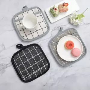 베이킹 주방 오븐 장갑 2p 단열 매트 체크 패드 요리도구