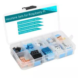 MazerPi 100개 히트싱크 멀티 사이즈 및 컬러 3M 8810 전도성 접착 테이프가 포함된 키트 라즈베리 파이