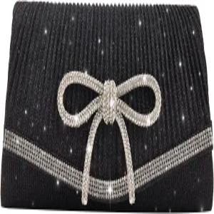 Gvhntk 보우 이브닝 백 스파클 클러치 지갑 여성용 글리터 라인스톤 드레시 봉투 핸드백 신부 결혼식