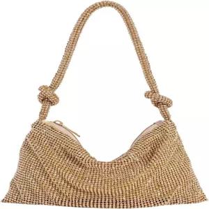 메이크메칙 여성용 라인스톤 반짝이는 이브닝 핸드백 매듭 탑 핸들 클러치백