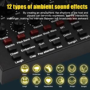 V8 오디오 믹서 USB 외부 헤드셋 마이크 웹 캐스트 전화 컴퓨터 용 개인 라이브 방송 사운드 카드