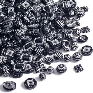 보석 제작용 빈티지 아크릴 구슬 200개 이상의 혼합 스타일 플라스틱 고유 7-30mm 크기 보관 상자 포함