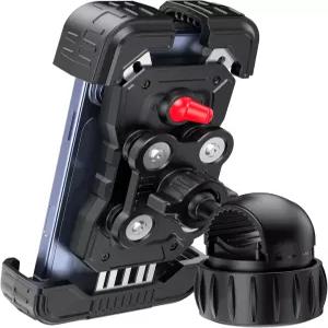 TECKNET 모터사이클 휴대폰 마운트 듀얼 진동 감쇠기 및 안전한 핸들바 클립 자전거 홀더 17/16/15/14/13