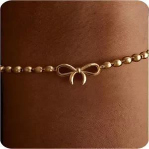 여성용 MSCHA HOME 참 팔찌 골드 트렌디 논 타월 사이드 14K 도금 심플 다인 체인 주얼리 선물