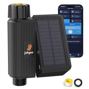 태양광 스마트 와이파이 스프링클러 타이머, 빗물 지연 기능이 있는 정원 호스용 워터 타이머 /수동/자동, 알렉사 및 라이프 앱, 잔디밭용 관개 컨트롤러