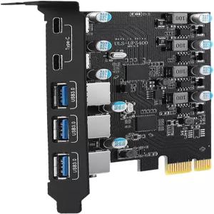 Sinefin USB 3.0 PCIe 카드 5포트 확장 A 3개 및 TypeC 2개 데스크톱 PC 내부 변환기 PCI 익스프레스