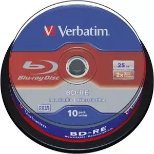 버바팀 BD-RE 25GB 2X(브랜드 표면 포함) - 10pk 스핀들 화이트
