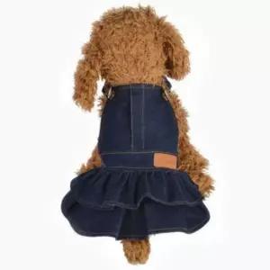 [반려] 멜빵 반려동물 원피스 옷 산책 외출 강아지 데님 치마
