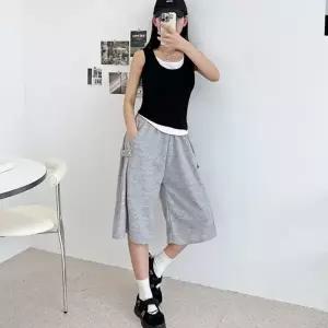 여성 와이드 반바지 루즈핏 스웨트 데일리반 여성 버뮤다 반바지 여름 트레이닝 운동