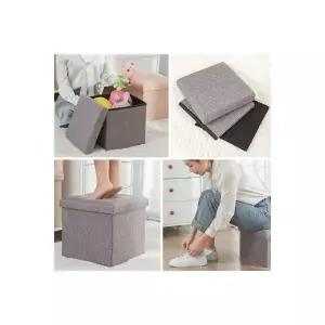 쿠션좋은 패브릭 수납의자 보조 스툴 간이 다용도 사각 가정용 보관 정리함 소품함 1인용 공간활용 화장대