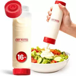 셰프 마스터 소스용 스퀴즈 병 16온스 - 반전 FIFO 리필 가능한 액체 반죽 및 드레싱용 조미료 레스토랑