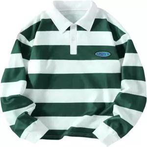 스웨트록스 보이 스트라이프 저지 티셔츠 긴팔 칼라 스트리트웨어 럭비 폴로스 셔츠 상의