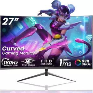 DJiEX 27인치 커브드 게이밍 모니터 FHD 1080p 180Hz 1800R 곡률 3ms 응답 시간 AMD 프리싱크 VESA DP 지원